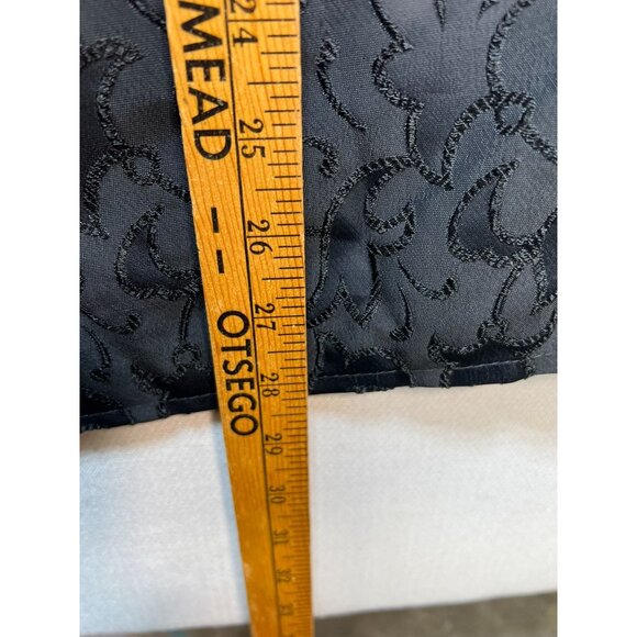 Perliza Women's A Line Formal Skirt 12 Lightweight Flat Front Black Floral Print - Picture 10 of 13